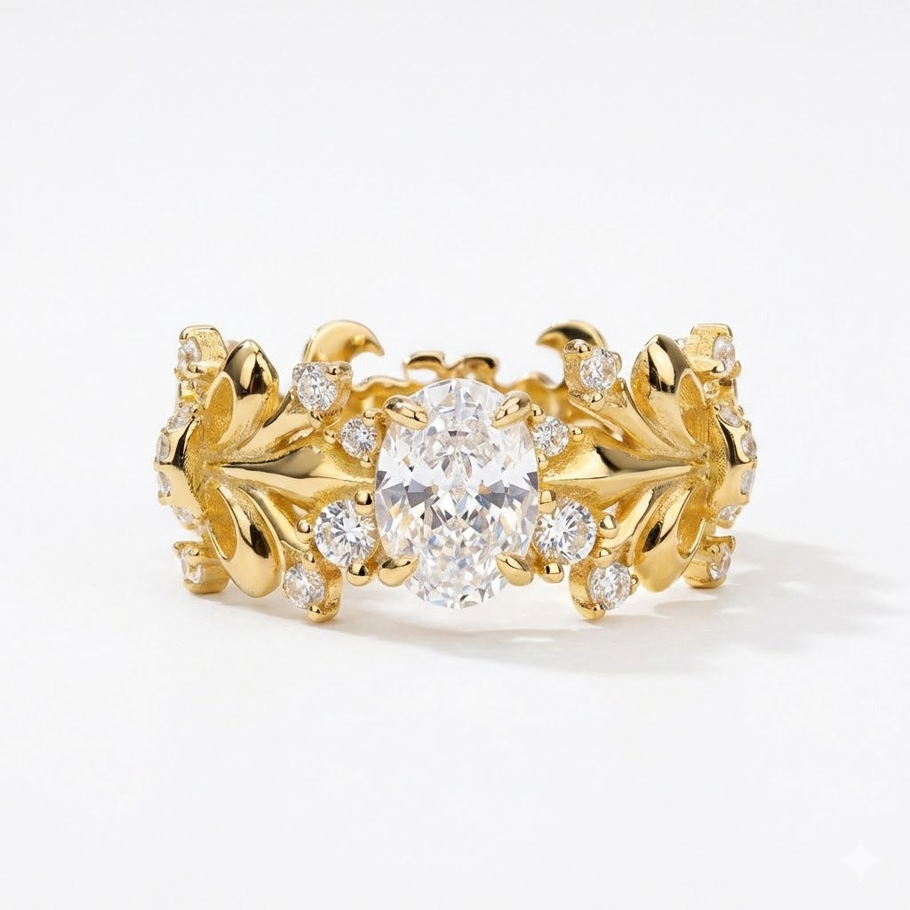 Wild Vine Oval Diamond Ring - ZORVA JEWELRY