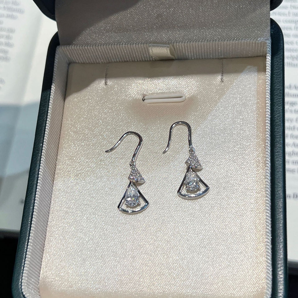 Fan-Shaped Triangle Diamond Drop Earrings - ZORVA JEWELRY