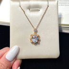 Rose Gold Leafy-Cluster Oval Diamond Pendant Necklace - ZORVA JEWELRY