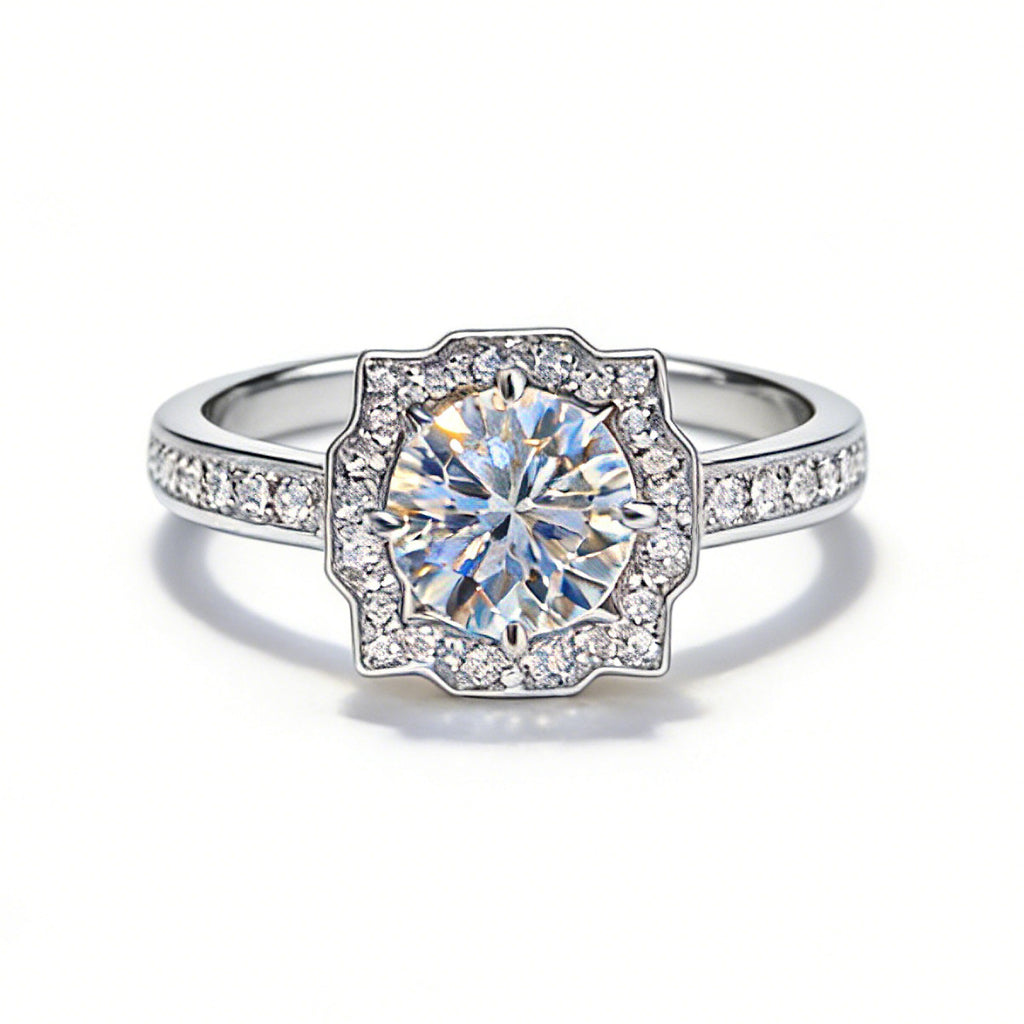 Octagonal Halo Diamond Ring- ZORVA JEWELRY