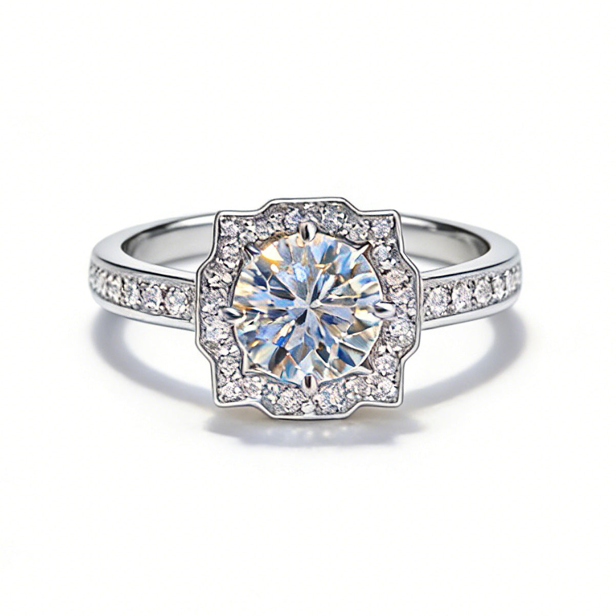 Octagonal Halo Diamond Ring- ZORVA JEWELRY