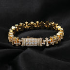 Cross-Shape Diamond-Encrusted Gold Bracelet - ZORVA JEWELRY