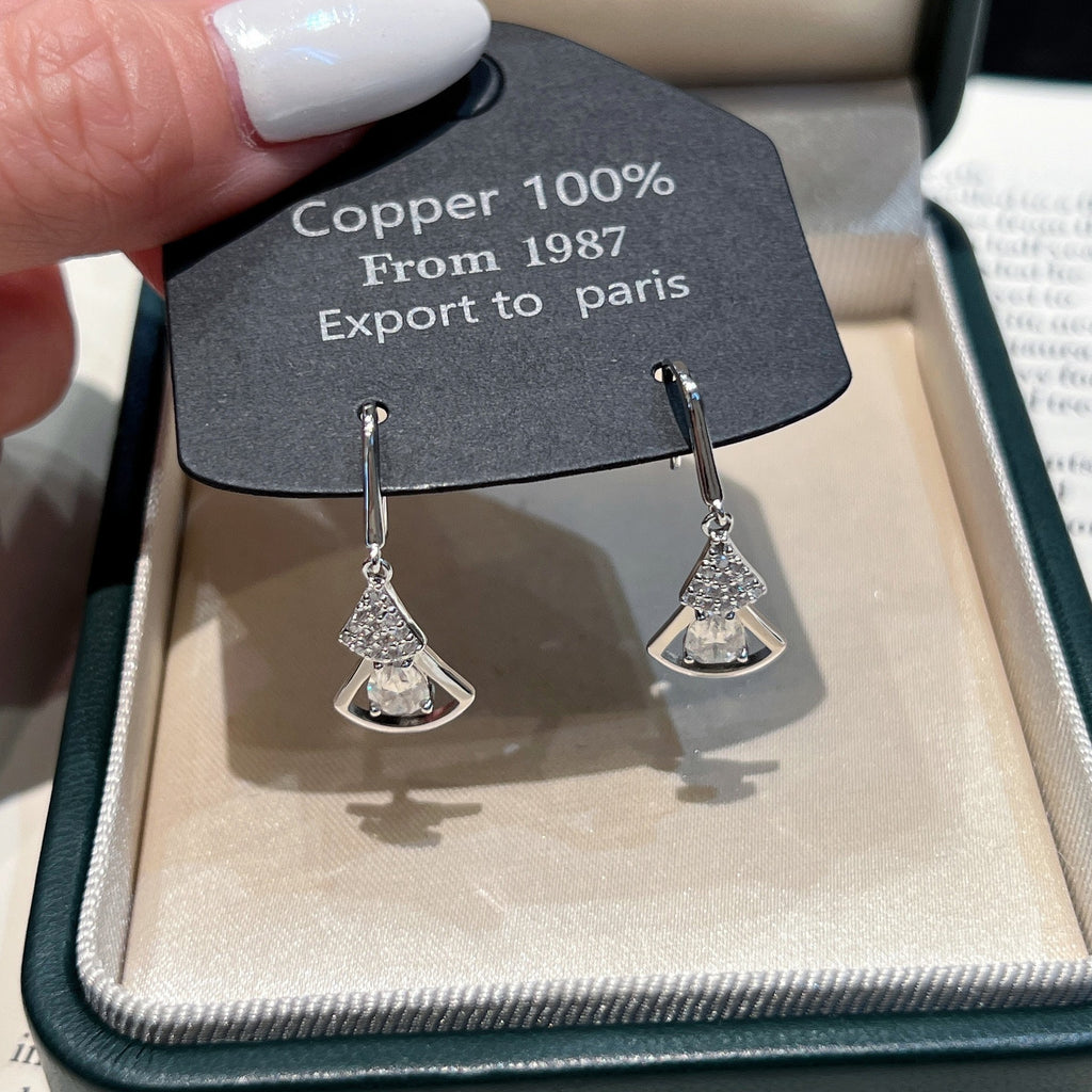 Fan-Shaped Triangle Diamond Drop Earrings - ZORVA JEWELRY