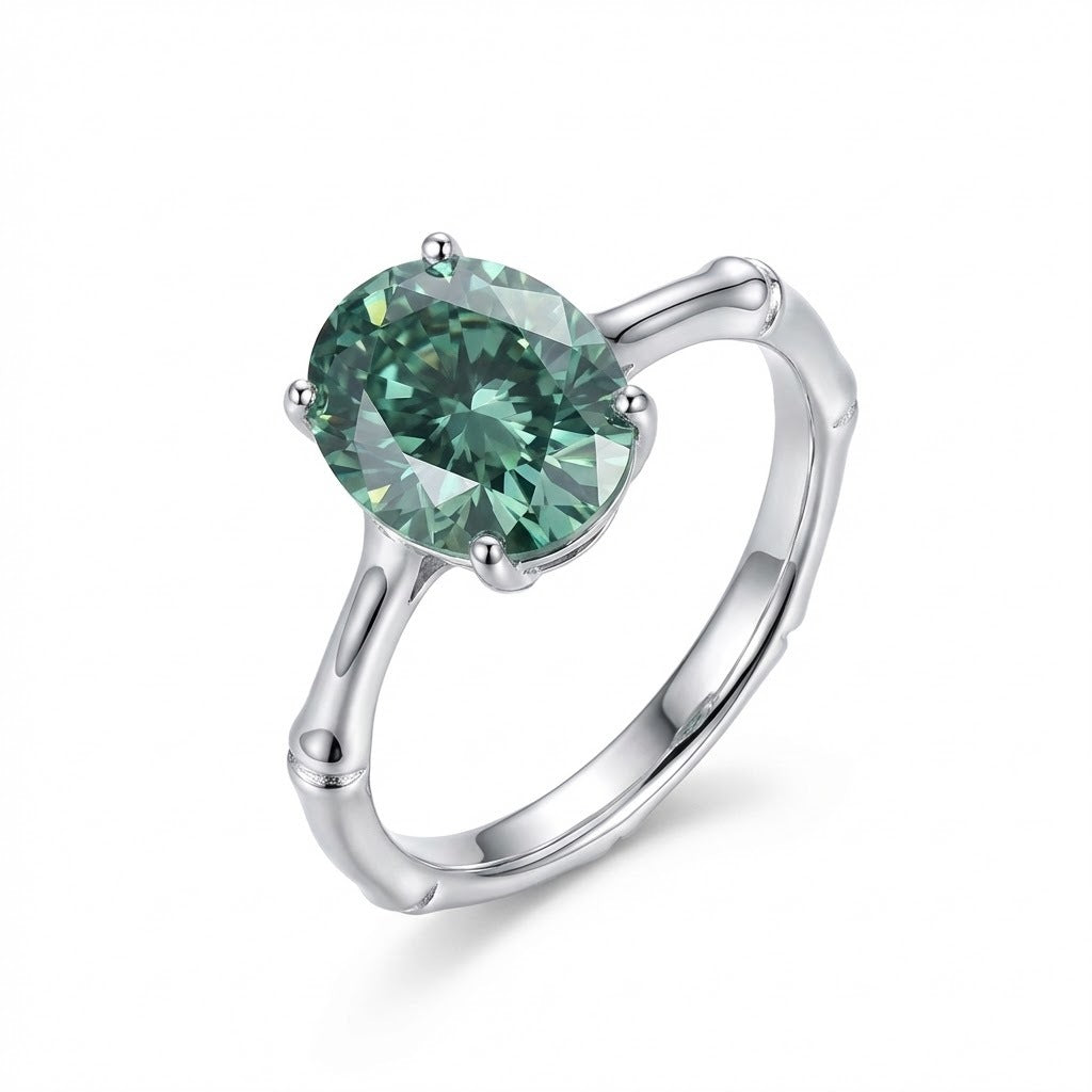 Bamboo Shadow Green Gem Ring - ZORVA JEWELRY