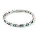 Emerald-Cut Green & White Alternating Tennis Bracelet - ZORVA JEWELRY Green