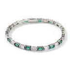 Emerald-Cut Green & White Alternating Tennis Bracelet - ZORVA JEWELRY Green