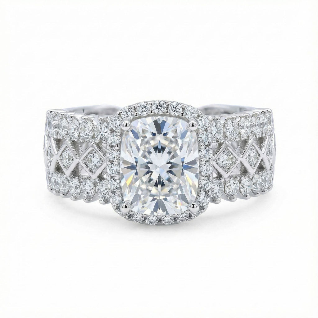 2 carat moissanite ring, silver ring, ring - ZORVA JEWELRY