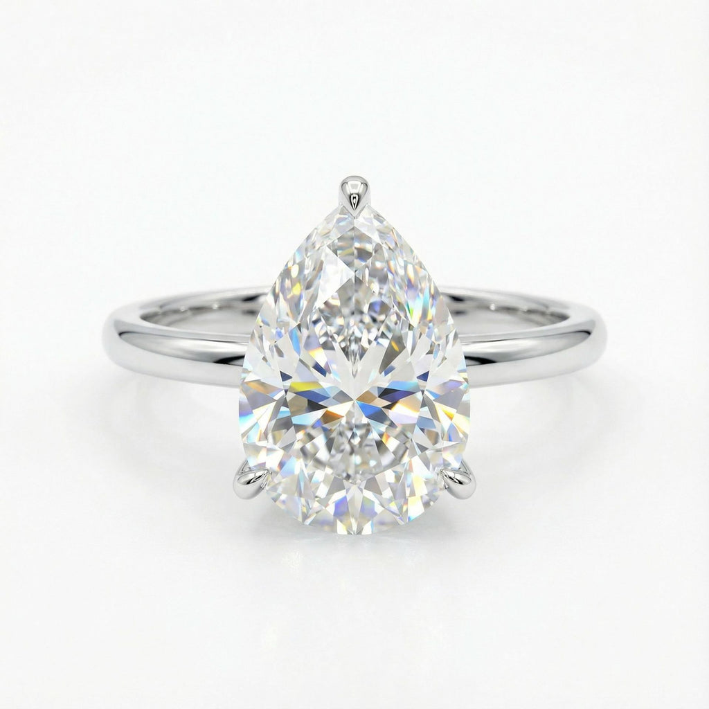 Pear-Shaped Solitaire Three-Prong Ring - ZORVA JEWELRY
