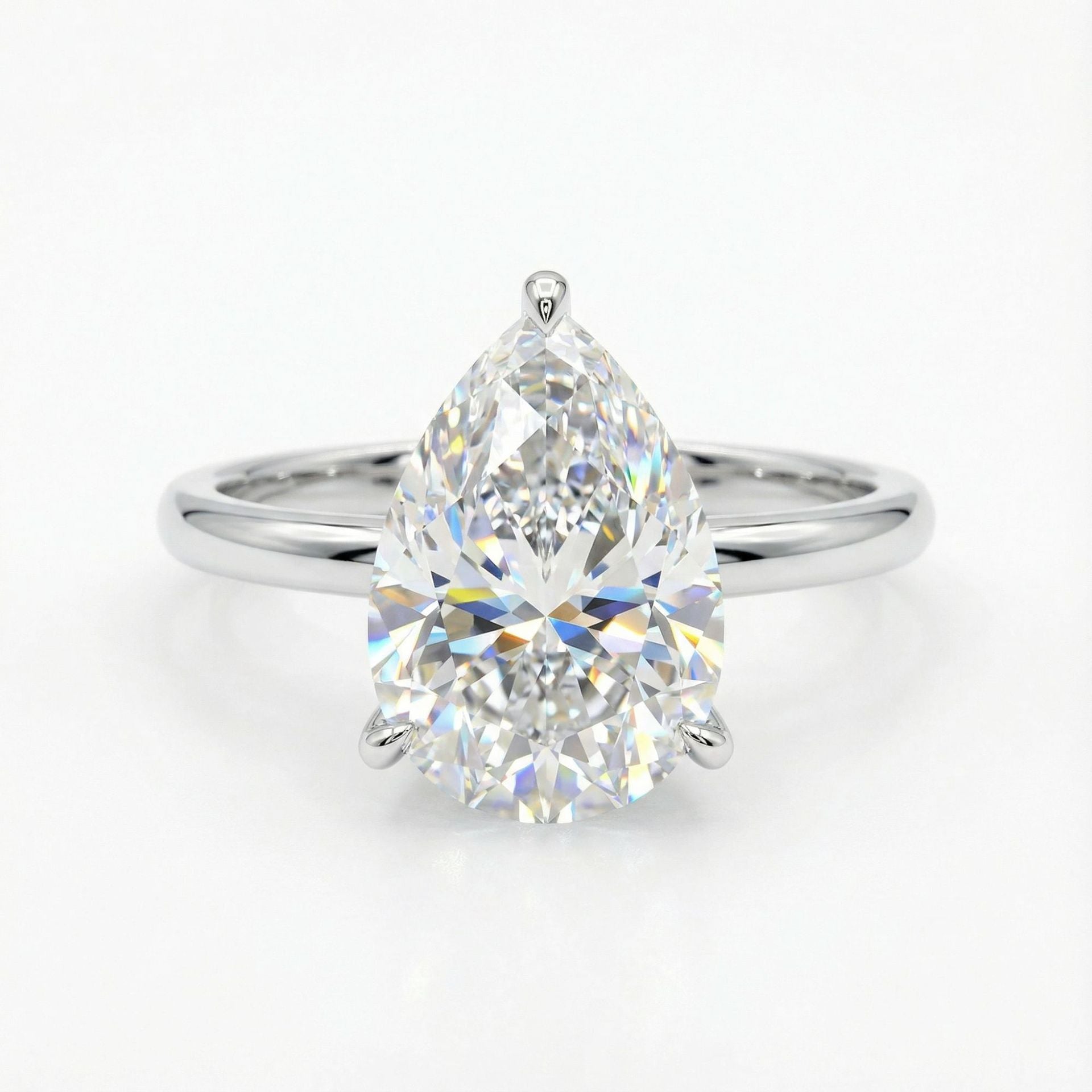 Pear-Shaped Solitaire Three-Prong Ring - ZORVA JEWELRY