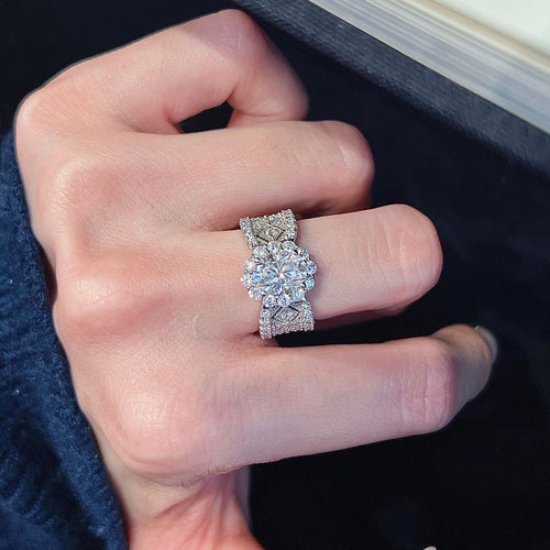 Art Deco Style Pave Oval Diamond Ring - ZORVA JEWELRY