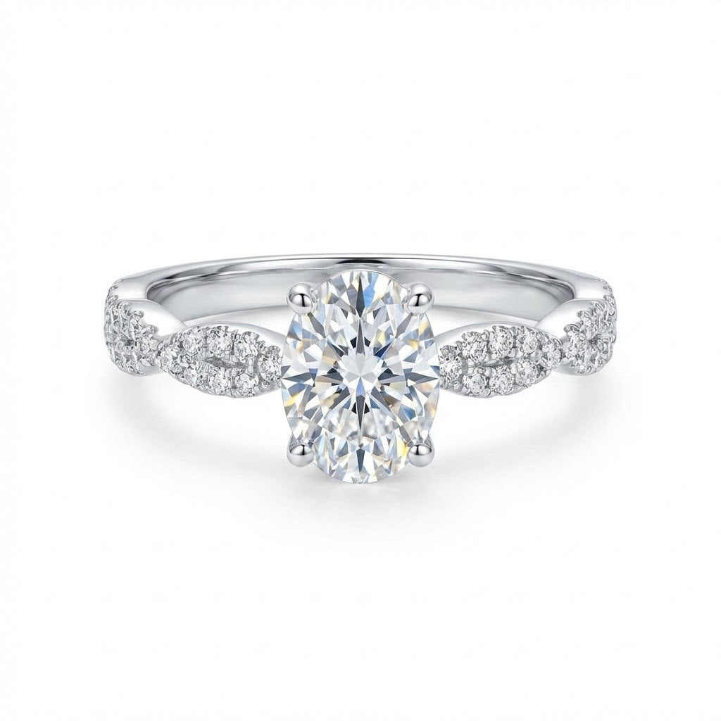 Twisted Shank Oval Diamond Ring - ZORVA JEWELRY