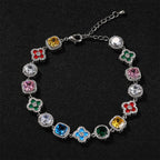 Colorful Four-Leaf Clover Gemstone Bracelet - ZORVA JEWELRY