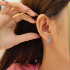 Sea Blue Leaf Hoop Earrings - ZORVA JEWELRY
