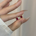 Cushion Cut Ruby Halo Stud Earrings - ZORVA JEWELRY