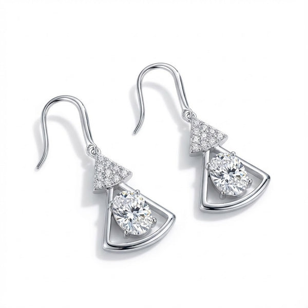 Fan-Shaped Triangle Diamond Drop Earrings - ZORVA JEWELRY