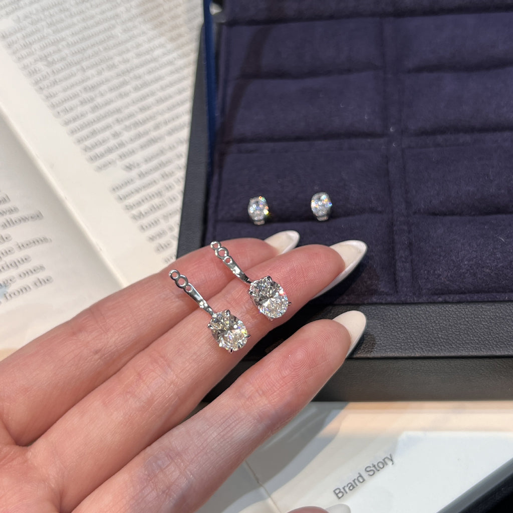 Double Diamond Drop Earrings - ZORVA JEWELRY