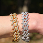 Spike Diamond-Encrusted Cuban Link Silver Bracelet - ZORVA JEWELRY