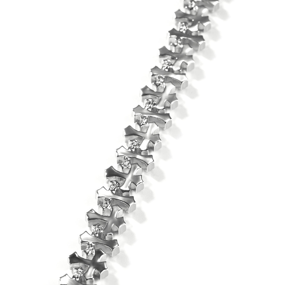 Cross-Shape Diamond-Encrusted Gold Bracelet - ZORVA JEWELRY