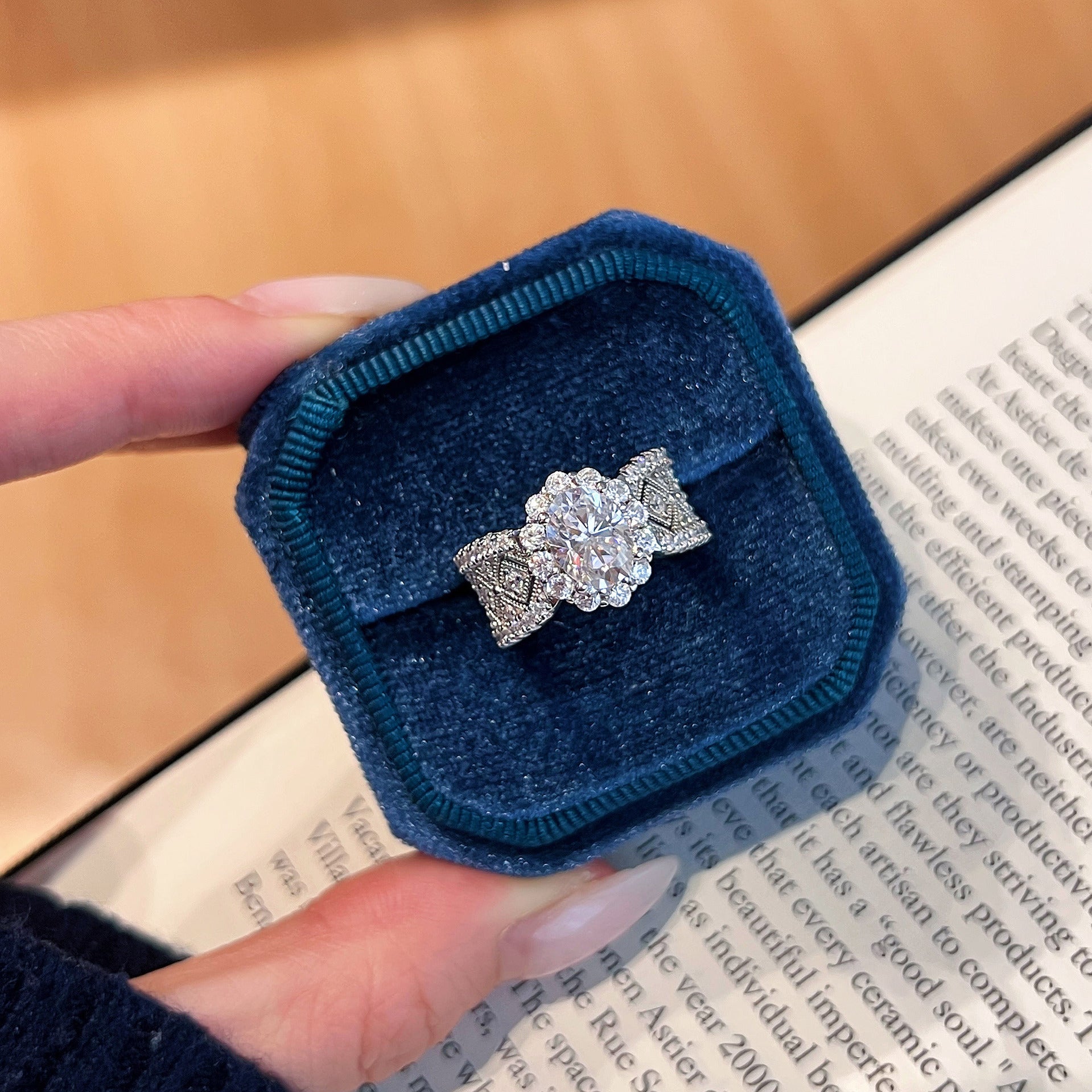 Art Deco Style Pave Oval Diamond Ring - ZORVA JEWELRY