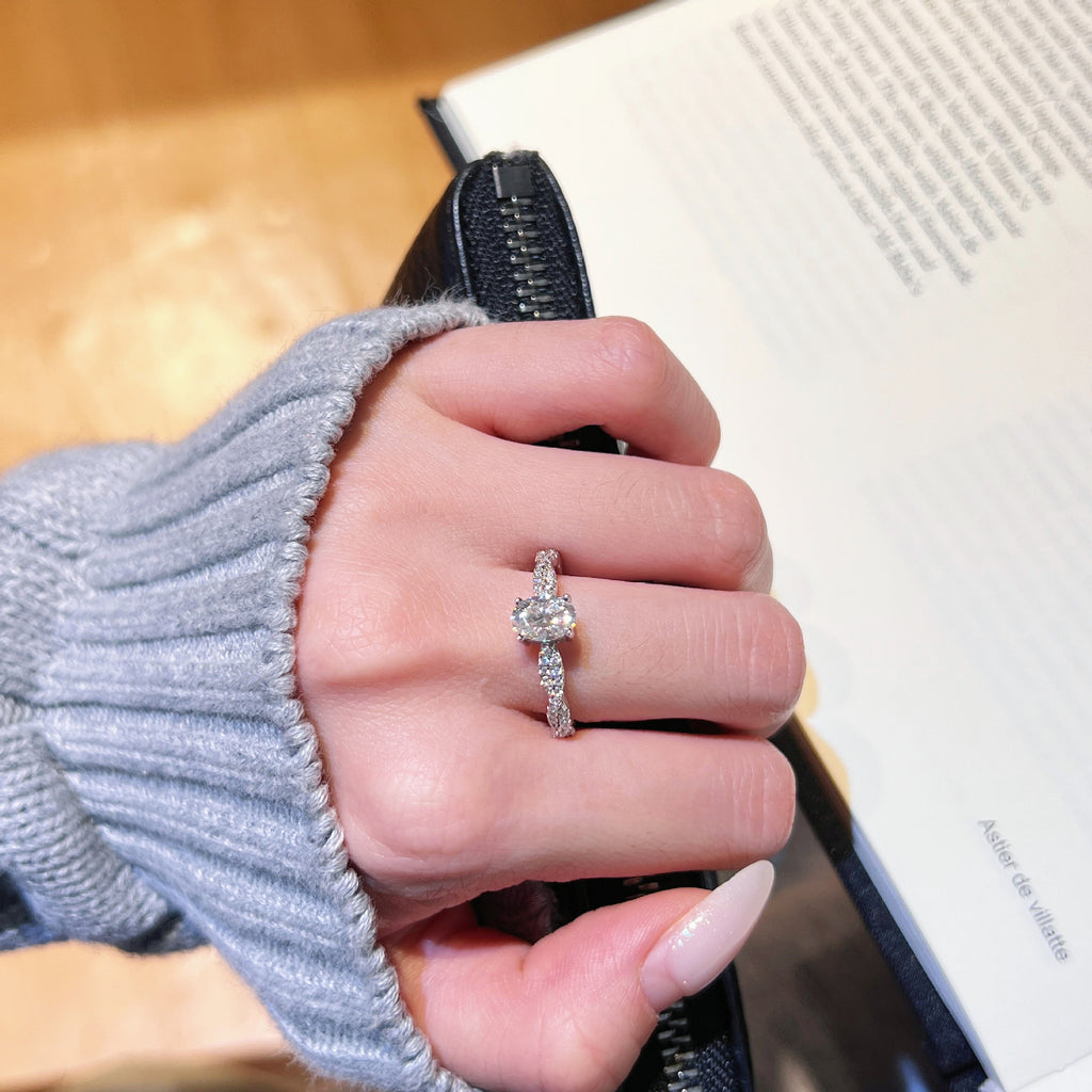 Twisted Shank Oval Diamond Ring - ZORVA JEWELRY