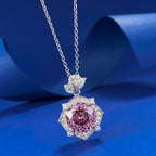Rose-Cut Pink Diamond Halo Pendant Necklace- ZORVA JEWELRY