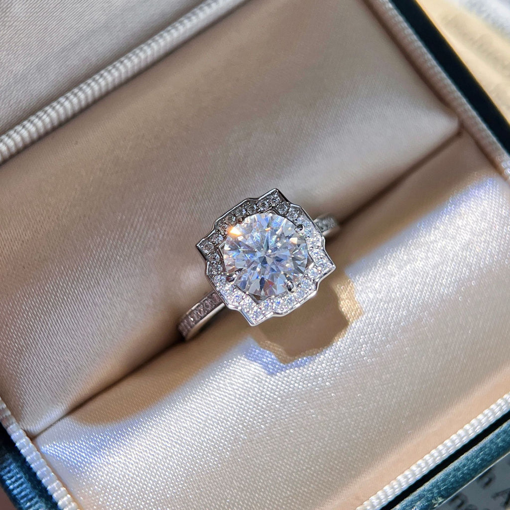 Octagonal Halo Diamond Ring- ZORVA JEWELRY