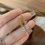 Chain Emerald-Cut Diamond Drop Earrings - ZORVA JEWELRY