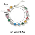 Colorful Four-Leaf Clover Gemstone Bracelet - ZORVA JEWELRY