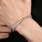 Emerald-Cut Green & White Alternating Tennis Bracelet - ZORVA JEWELRY
