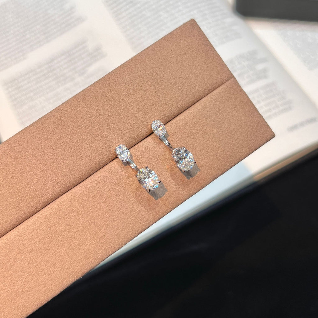 Double Diamond Drop Earrings - ZORVA JEWELRY