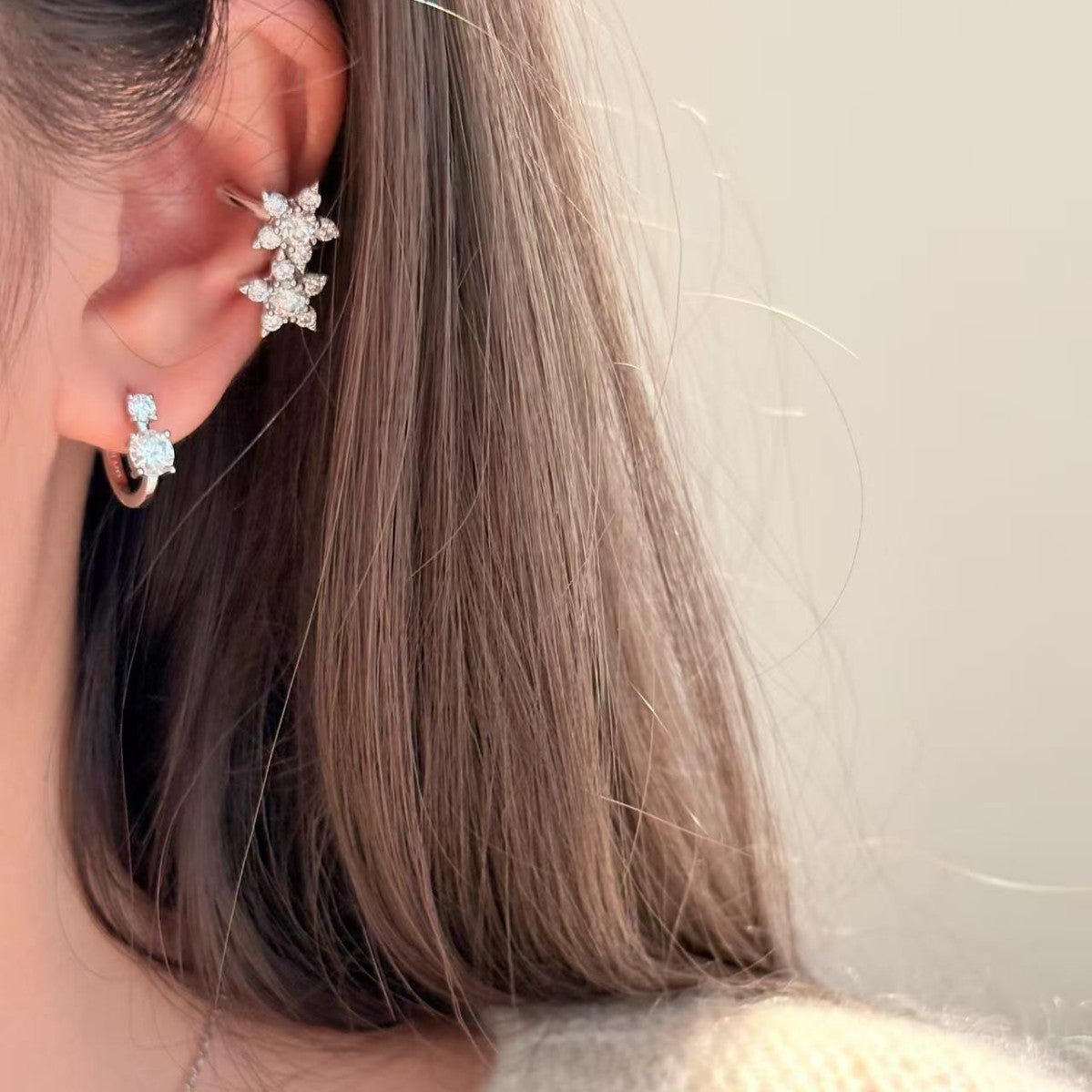 Starburst Double Flower Ear Cuff - ZORVA JEWELRY