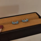 Sea Blue Leaf Hoop Earrings - ZORVA JEWELRY