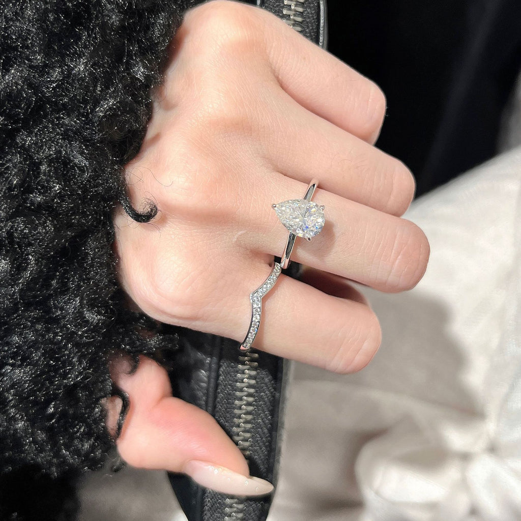 Pear-Shaped Solitaire Three-Prong Ring - ZORVA JEWELRY