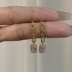 Chain Emerald-Cut Diamond Drop Earrings - ZORVA JEWELRY