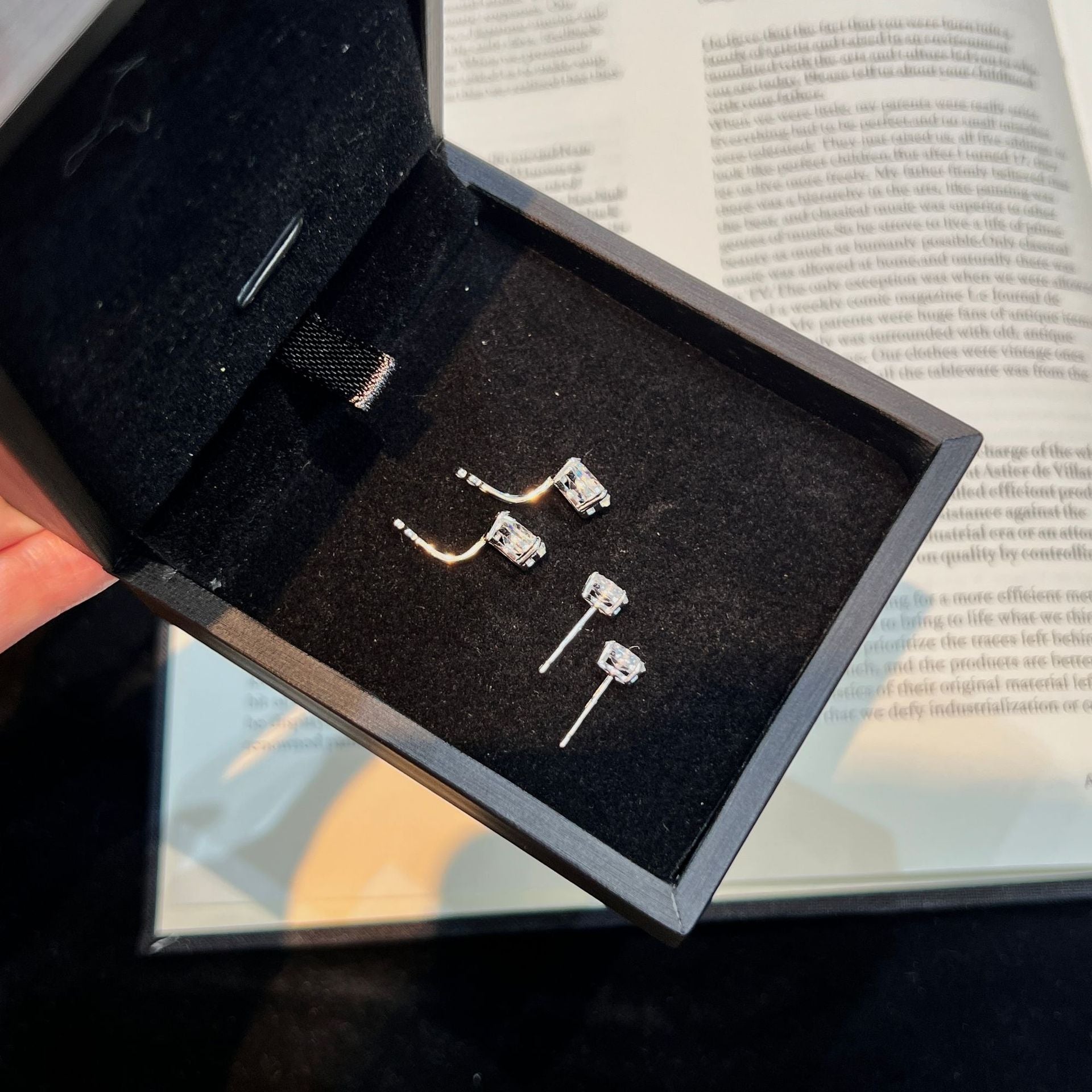 Double Diamond Drop Earrings - ZORVA JEWELRY