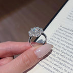 Four-Leaf Flower Oval Diamond Ring- ZORVA JEWELRY