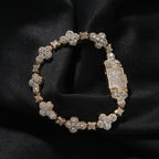 Four-Leaf Clover & Star Diamond-Encrusted Silver Bracelet- ZORVA JEWELRY