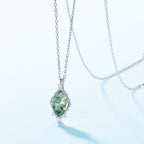 Marquise-Cut Green Vein Stone Silver Necklace - ZORVA JEWELRY