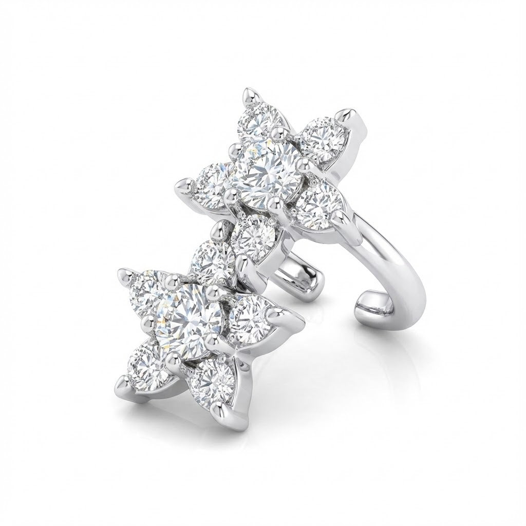 Starburst Double Flower Ear Cuff - ZORVA JEWELRY