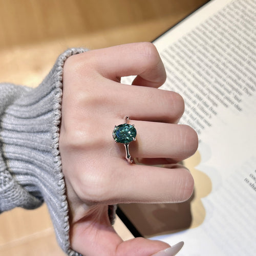Bamboo Shadow Green Gem Ring - ZORVA JEWELRY