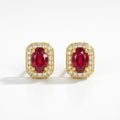 Cushion Cut Ruby Halo Stud Earrings - ZORVA JEWELRY