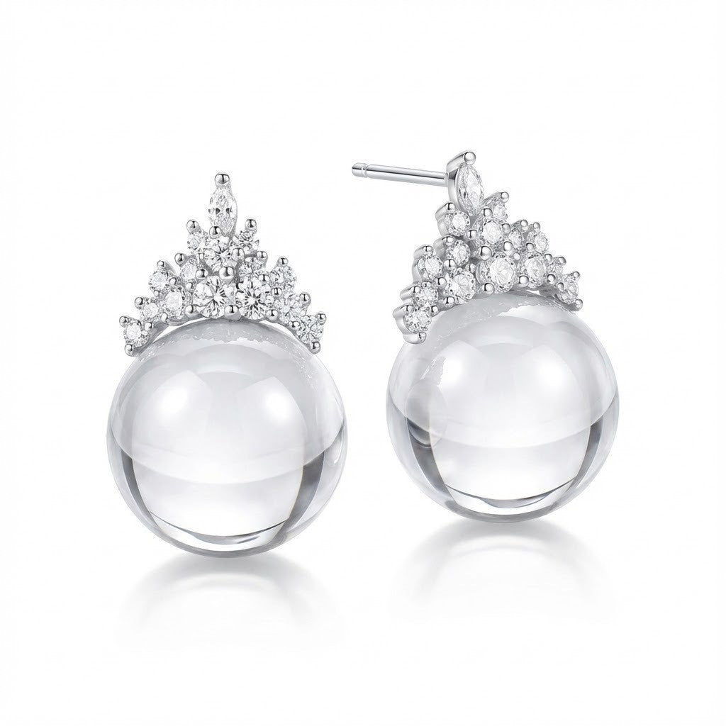 Crown Crystal Stud Earrings - ZORVA JEWELRY