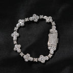 Four-Leaf Clover & Star Diamond-Encrusted Silver Bracelet- ZORVA JEWELRY
