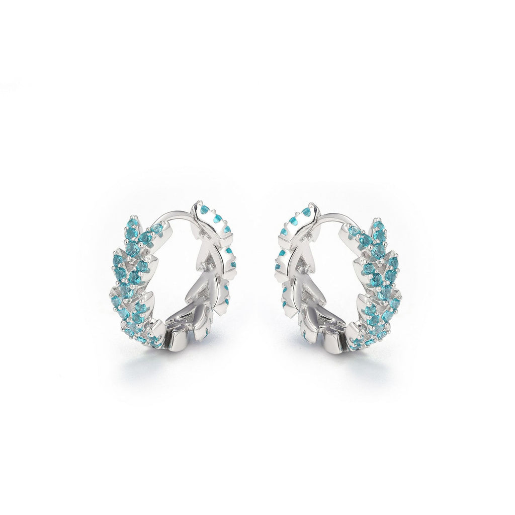 Sea Blue Leaf Hoop Earrings - ZORVA JEWELRY