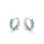 Sea Blue Leaf Hoop Earrings - ZORVA JEWELRY