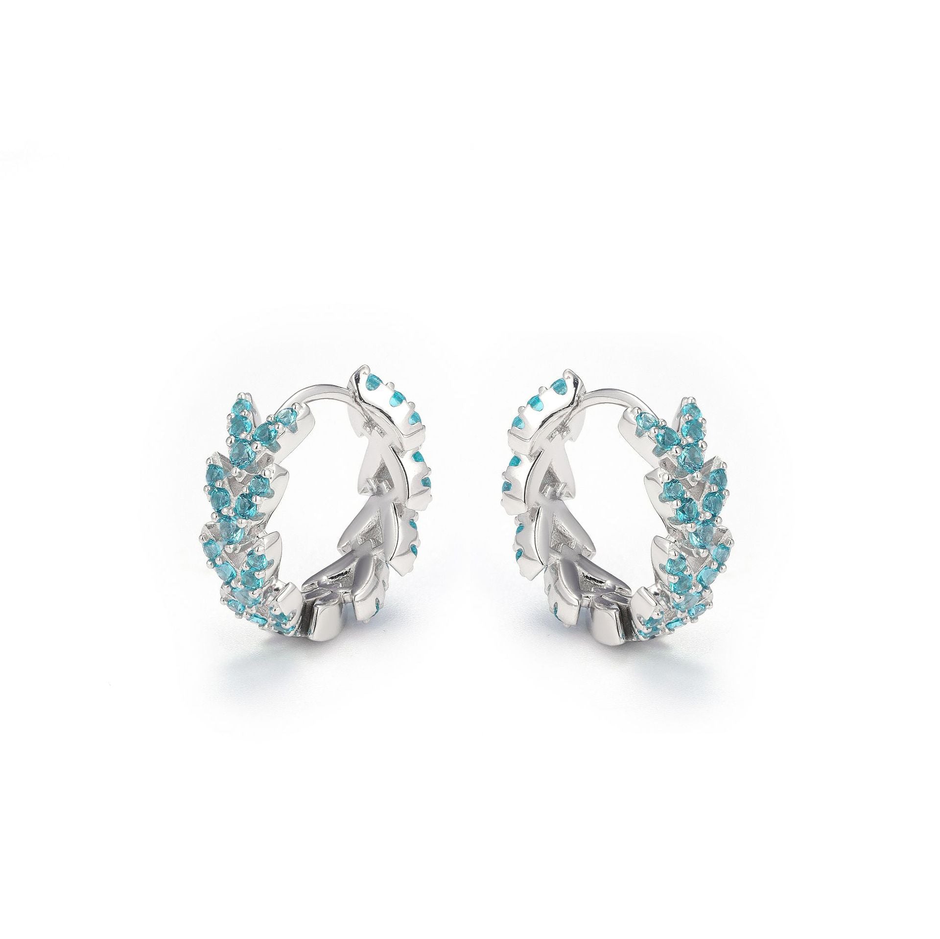Sea Blue Leaf Hoop Earrings - ZORVA JEWELRY