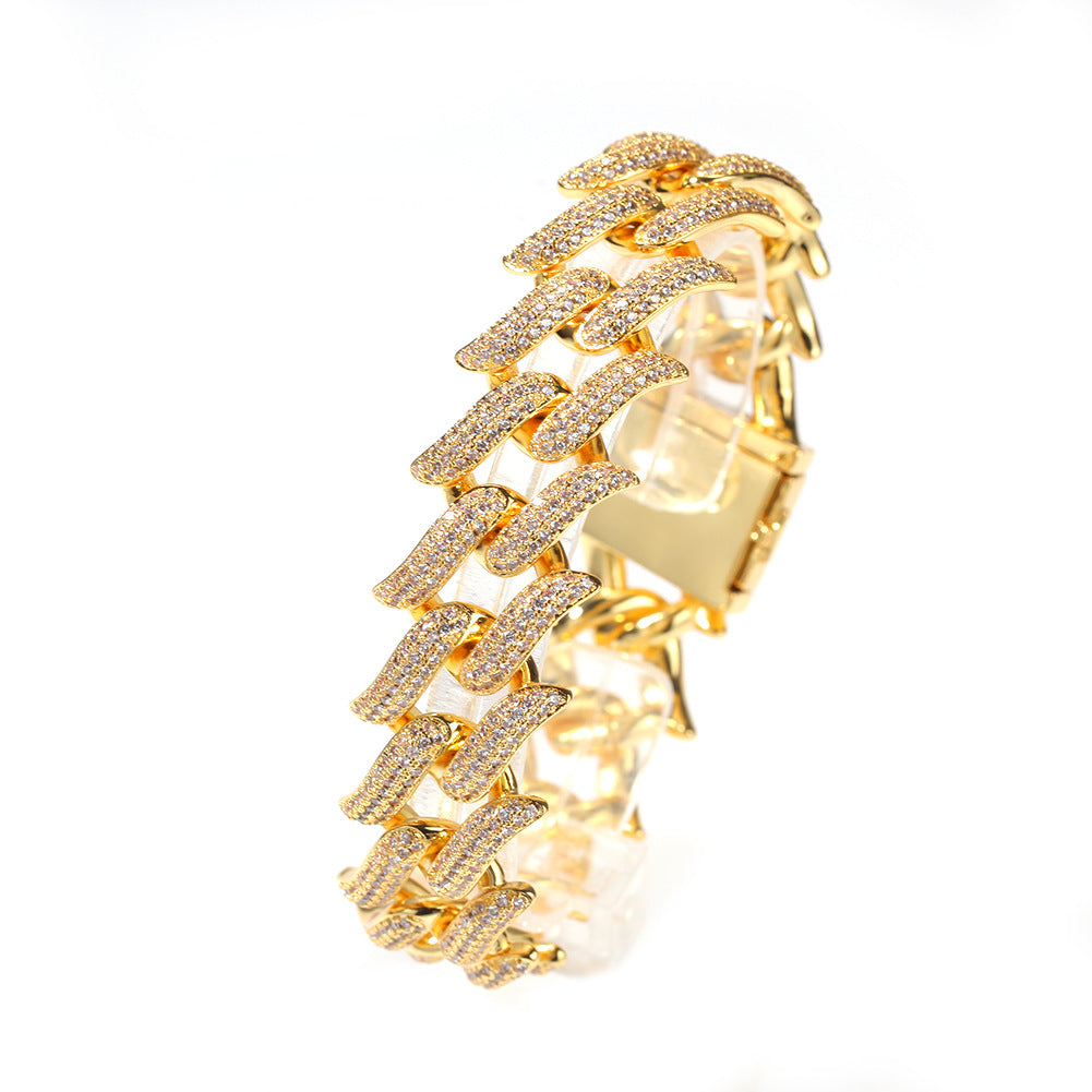 Spike Diamond-Encrusted Cuban Link Silver Bracelet - ZORVA JEWELRY