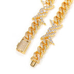 Thorn Diamond-Encrusted Cuban Link Silver Bracelet - ZORVA JEWELRY