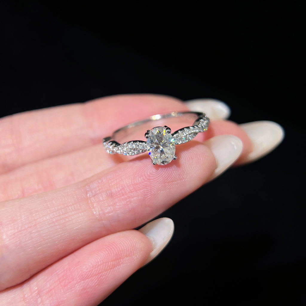 Twisted Shank Oval Diamond Ring - ZORVA JEWELRY