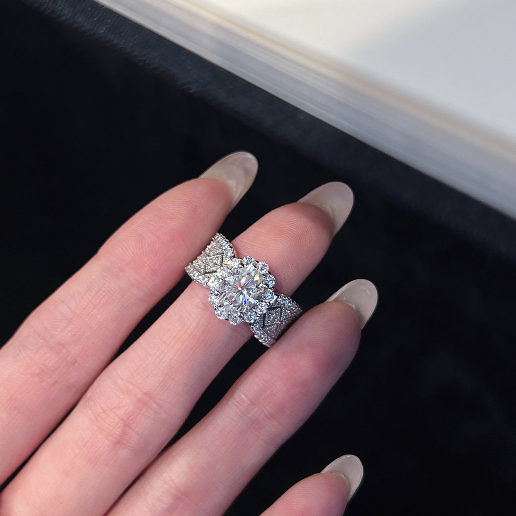 Art Deco Style Pave Oval Diamond Ring - ZORVA JEWELRY